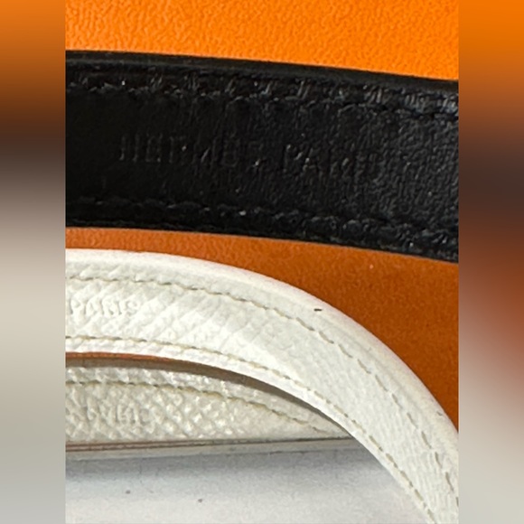Hermes interchangeable looping wrap bracelet with 2 leather wraps black & white - Picture 9 of 14